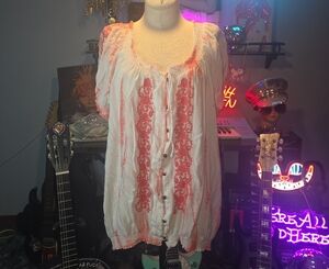 Fever White and Pink Lace Blouse